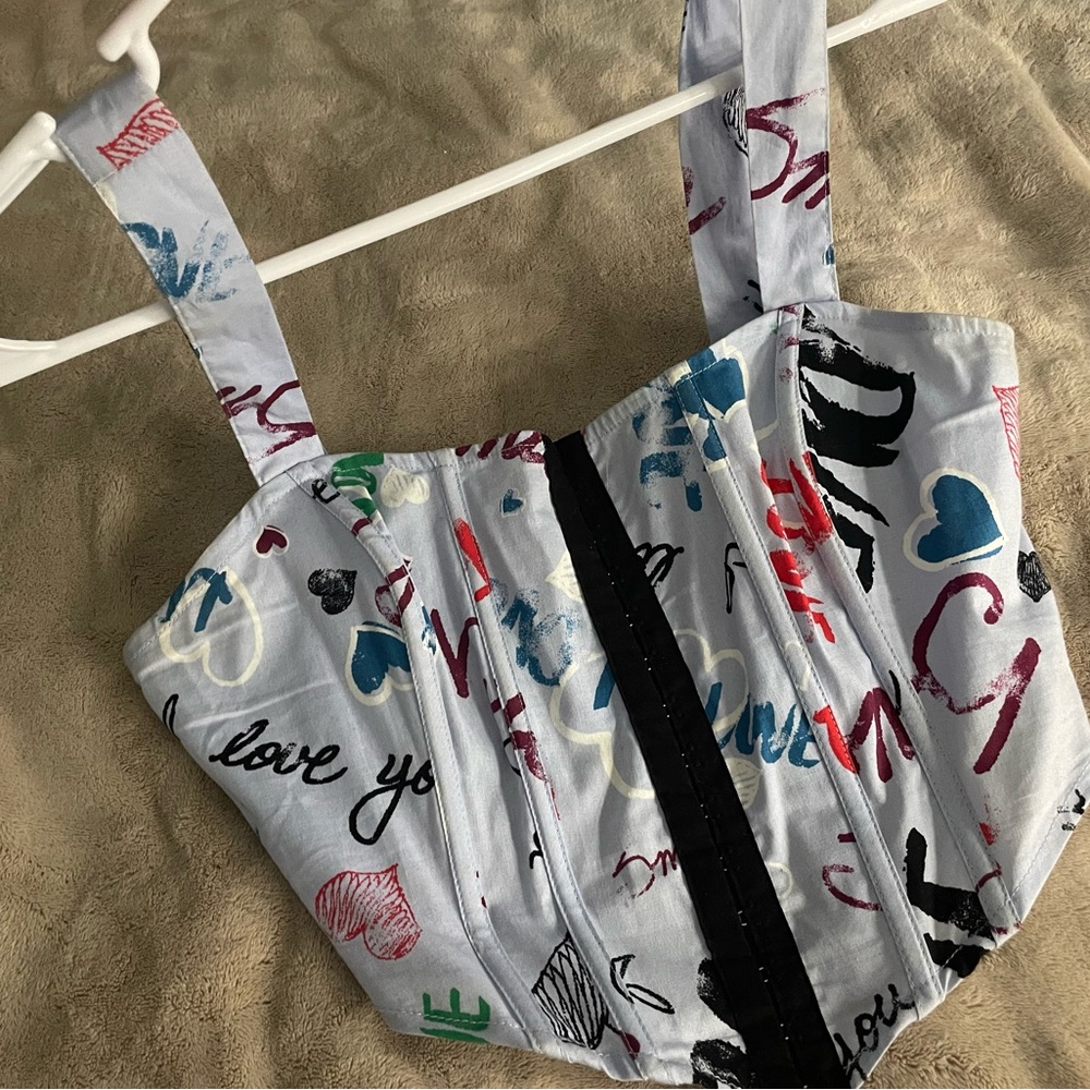 Colorful Graphic Print Corset Top